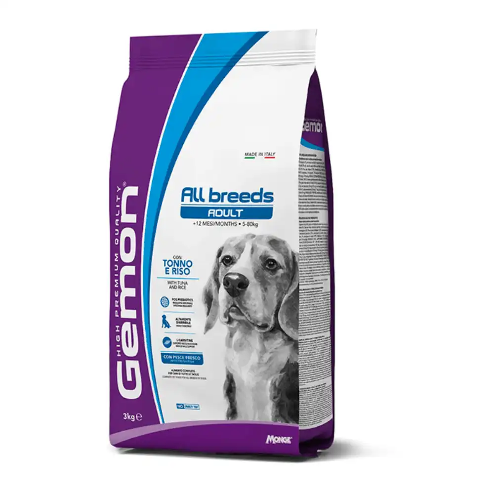 GEMON DRY DOG (ALL BREED) MEDIUM ADULT TUNA/RICE 3kg