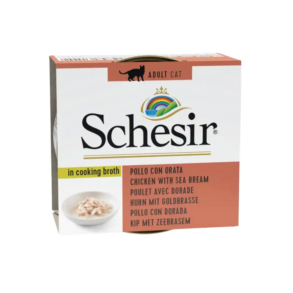 SCHESIR CAT CAN BROTH CHICKEN WITH SEA BREAM 70gr