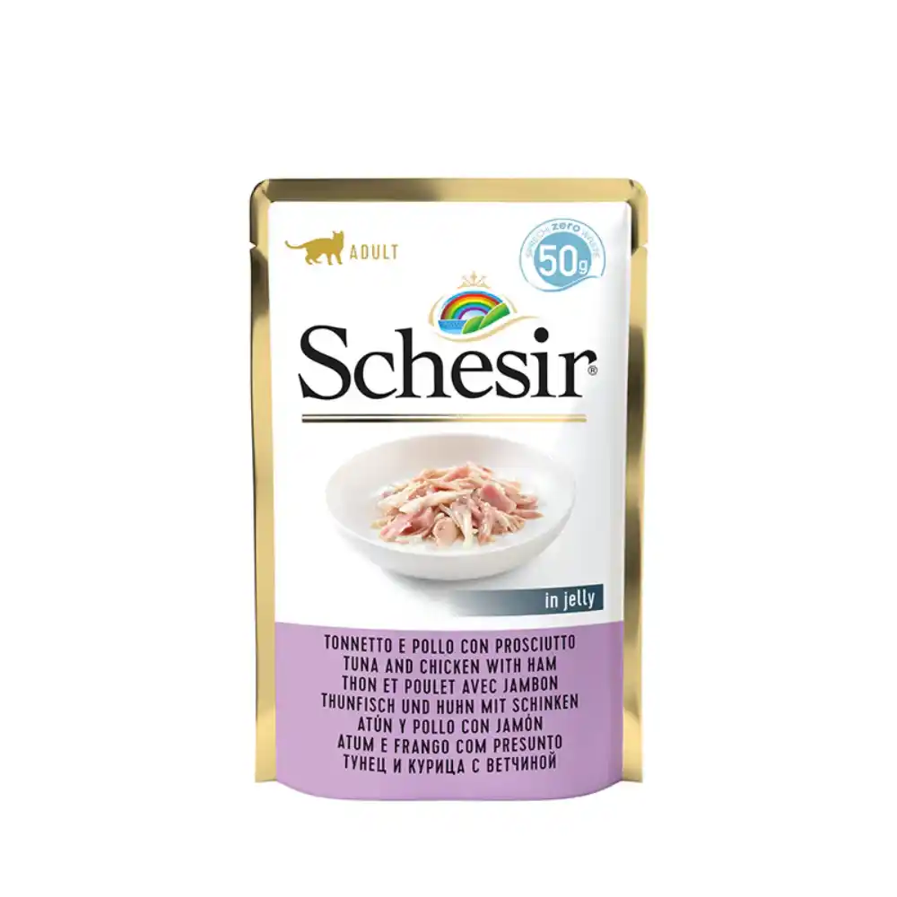 SCHESIR CAT SINGLE POUCH TUNA WITH CHICKEN AND HAM 50gr