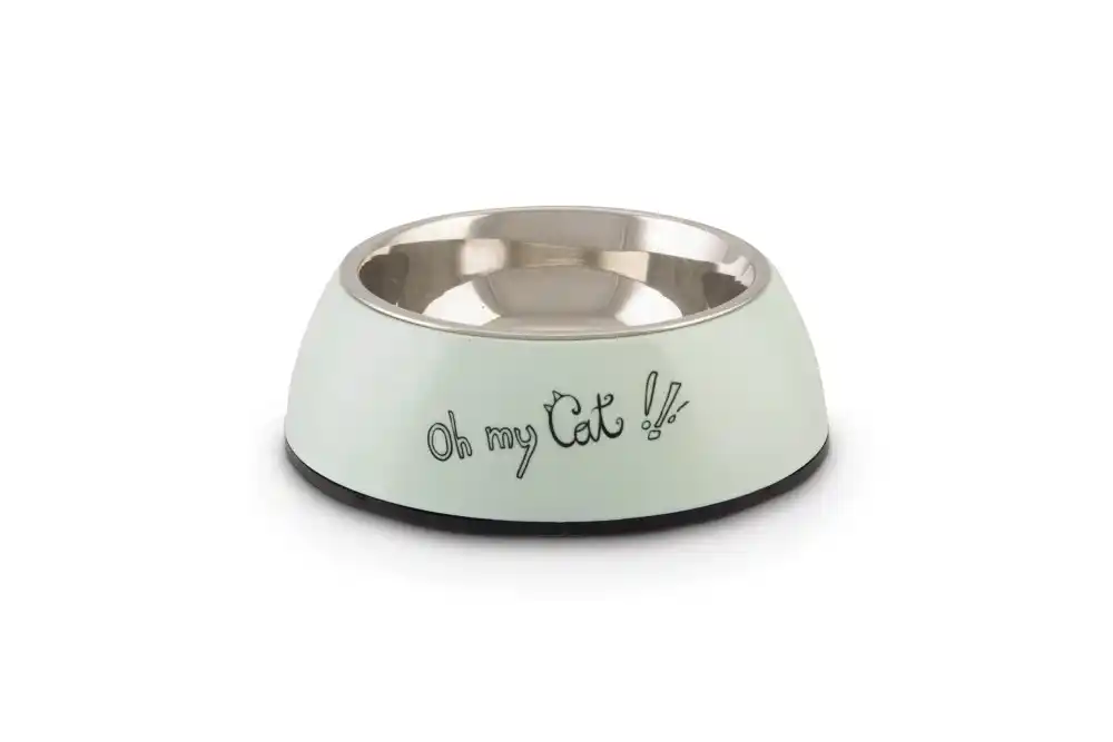 Beeztees металлическая миска для кошек OH MY CAT Mint 27cm