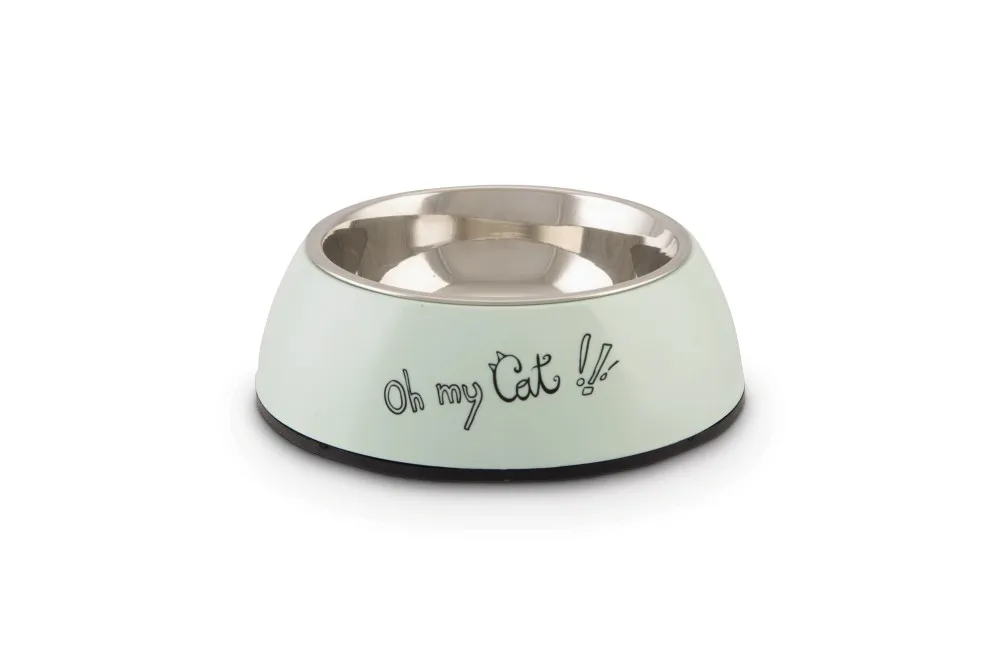 Bol metalic pentru pisici OH MY CAT Mint 14cm