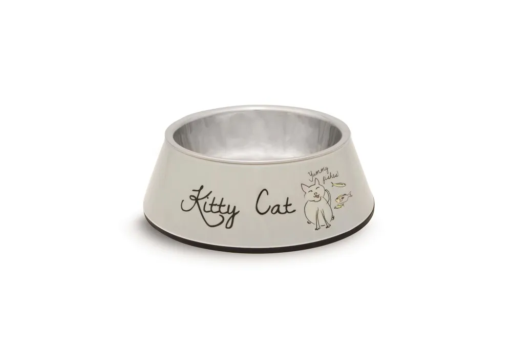 Bol metalic Kitty Cat gri 14x4,5cm