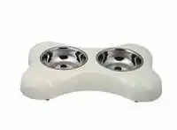 Двойная миска металлическая BOWL BONE 2x500ML White
