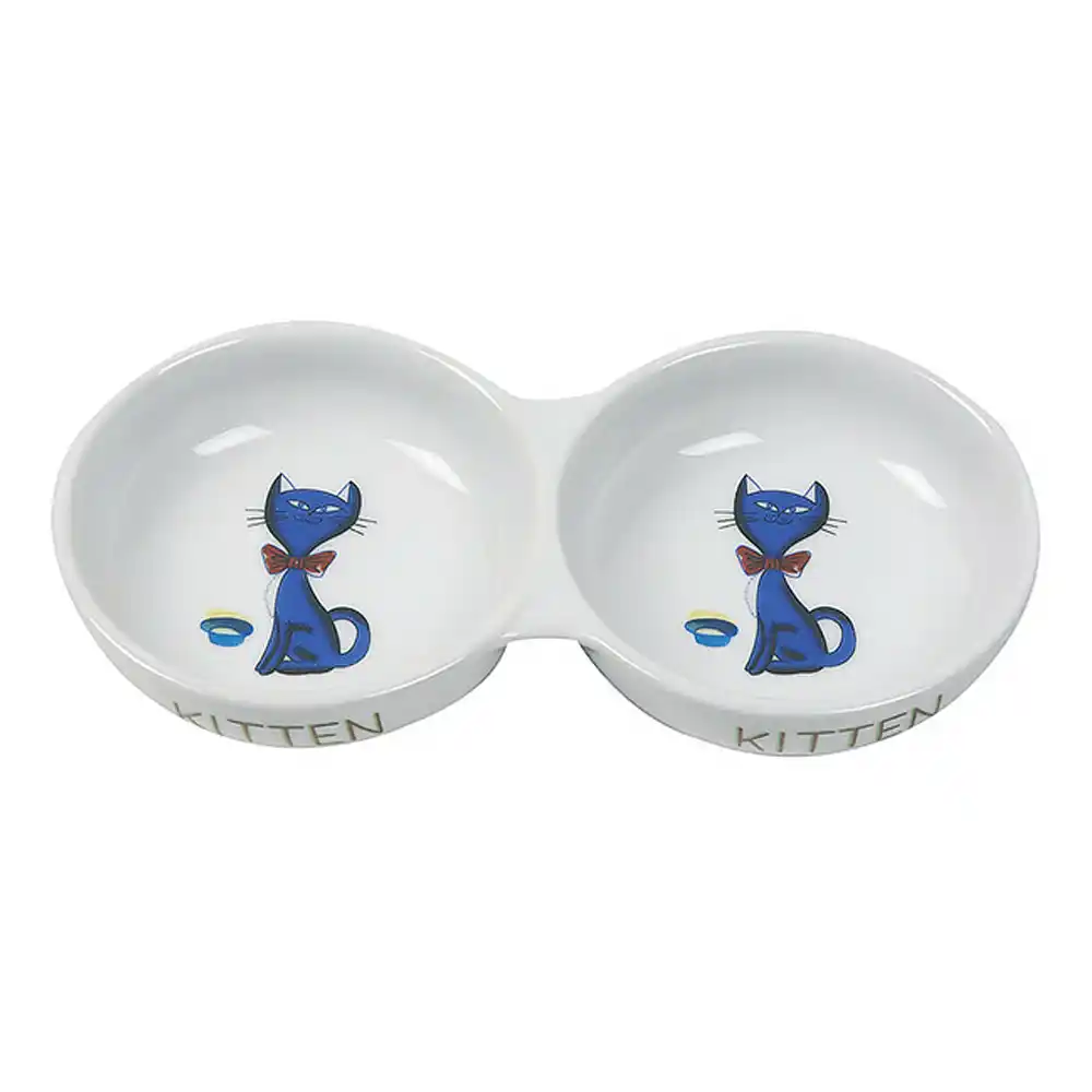 Двойная керамическая миска Cat Dish Porcelain 24cm