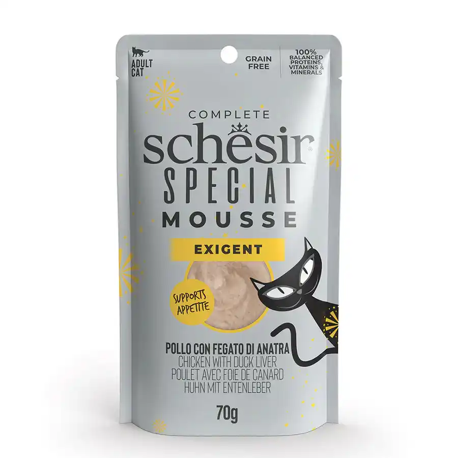 SCHESIR Special Cat pouch Exigent Mousse Chicken with Duck Liver