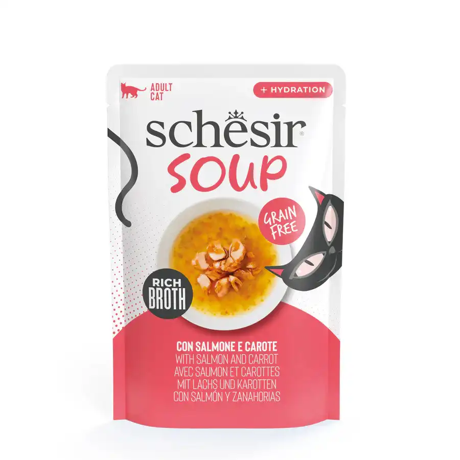 SCHESIR Soup wet cat Salmon Carrots in soup pouch