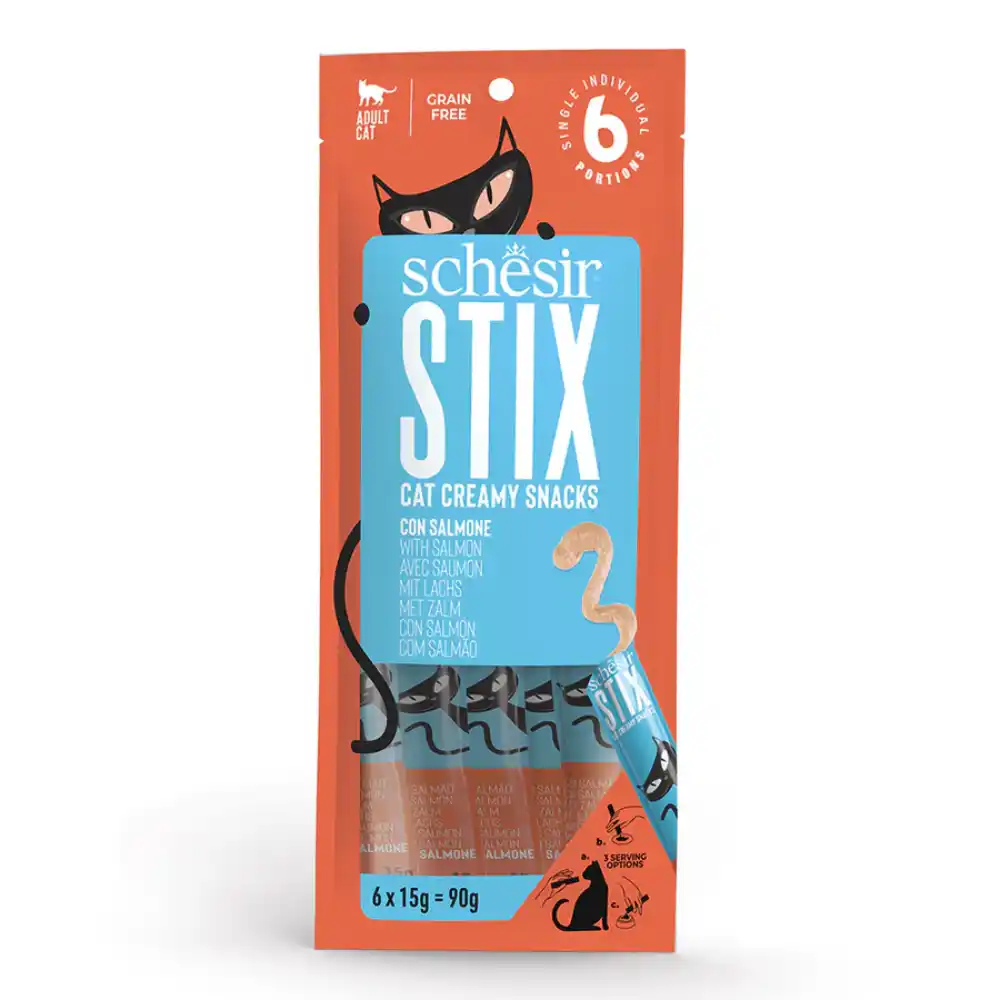 SCHESIR STIX CAT POUCH TREATS Salmon 6x15gr