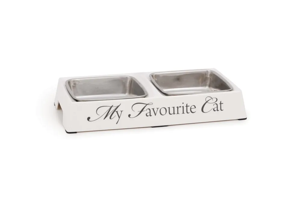 DBL bol metalic dublu MY FAV CAT Alb 24x12x4cm
