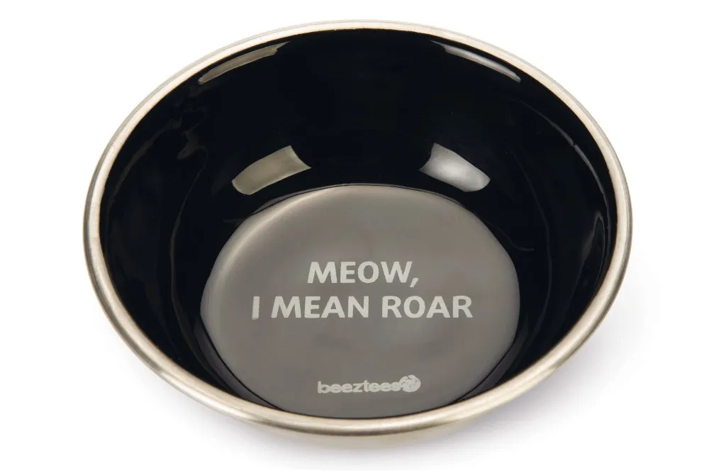BEEZTEES bol de metal pentru pisici ROAR Negru 13cm