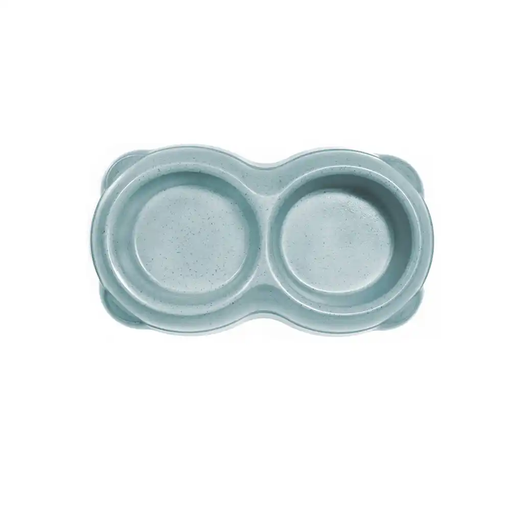 RECORD Пластиковая миска двойная BAMBOO Light Blue M 2х0,25L