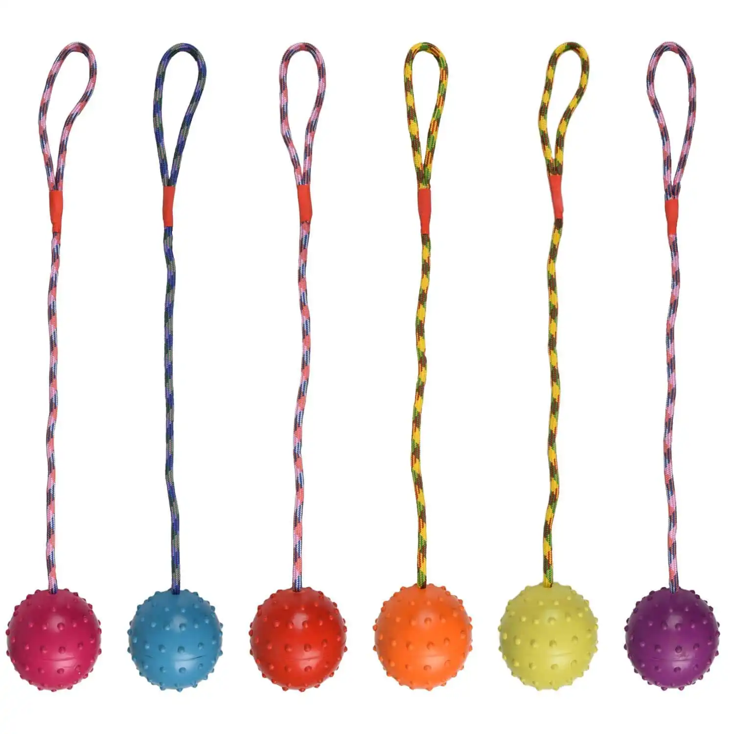 Резиновый мяч с веревкой RUBBER BALL WITh BELL+ROPE