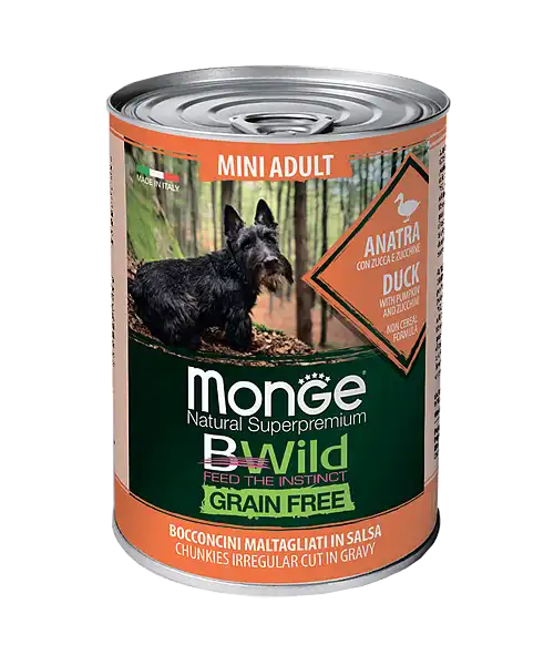 MONGE DOG BWILD MINI ADULT Duck/Pumpkin/Zucchini 400gr.