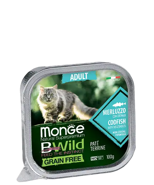MONGE CAT BWILD ADULT Codfish/Vegetables 100gr.