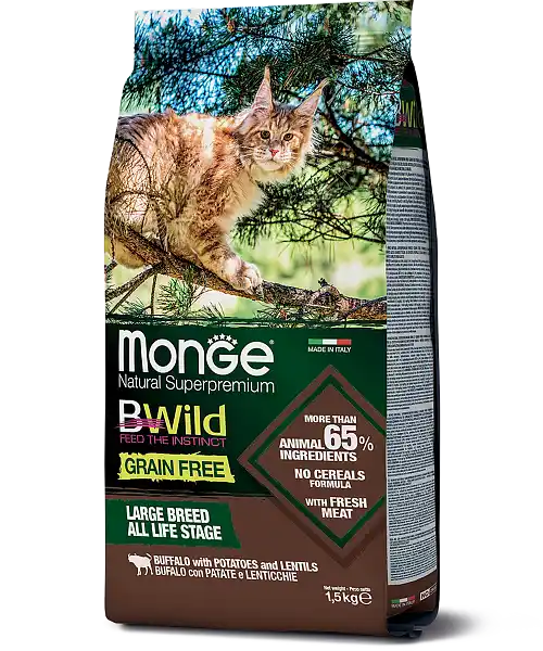 MONGE DRY CAT BWILD GF Buffalo/Potatoes/Lentils 1,5kg