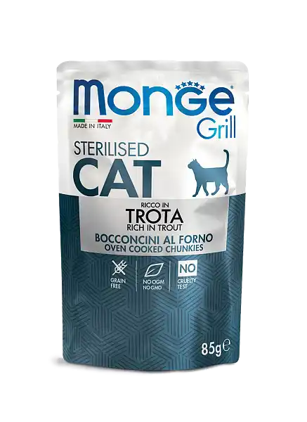 MONGE CAT GRILL POUCH STERILISED TROUT 85gr.