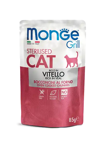 MONGE CAT GRILL POUCH STERILISED VEAL 85gr.