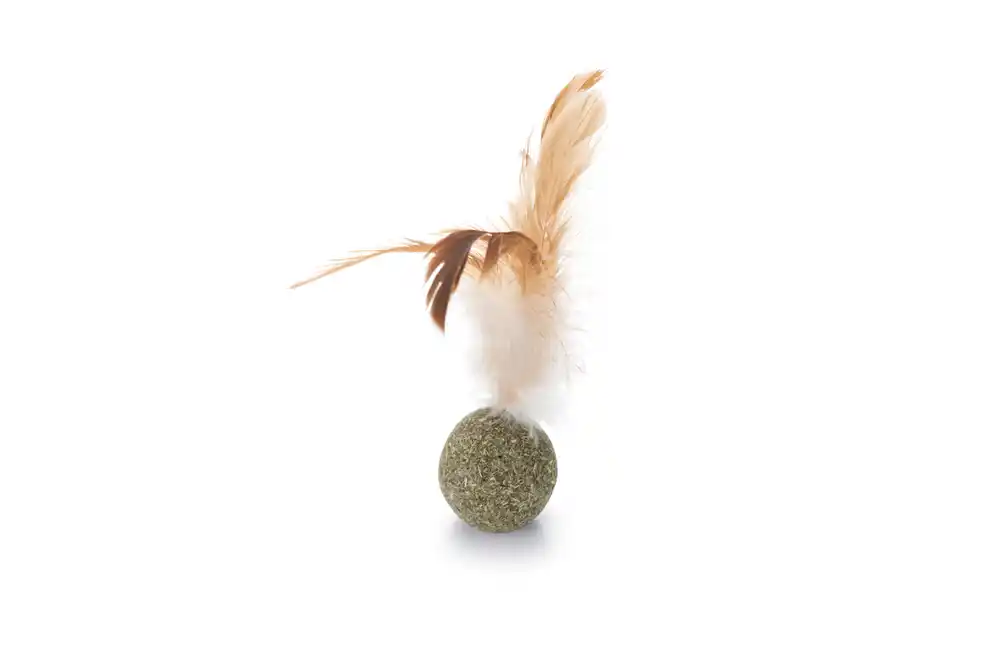 BZ jucărie pentru pisici CATNIP BALL cu FEATHERS 12cm