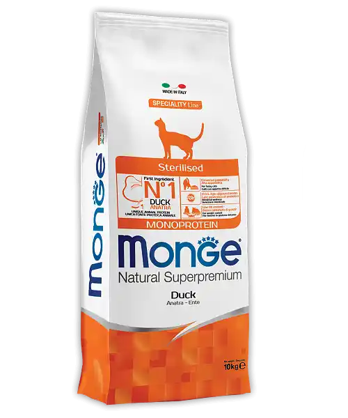 MONGE DRY CAT STERILISED DUCK 10 кг