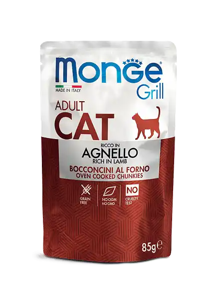 MONGE CAT GRILL POUCH ADULT LAMB 85..