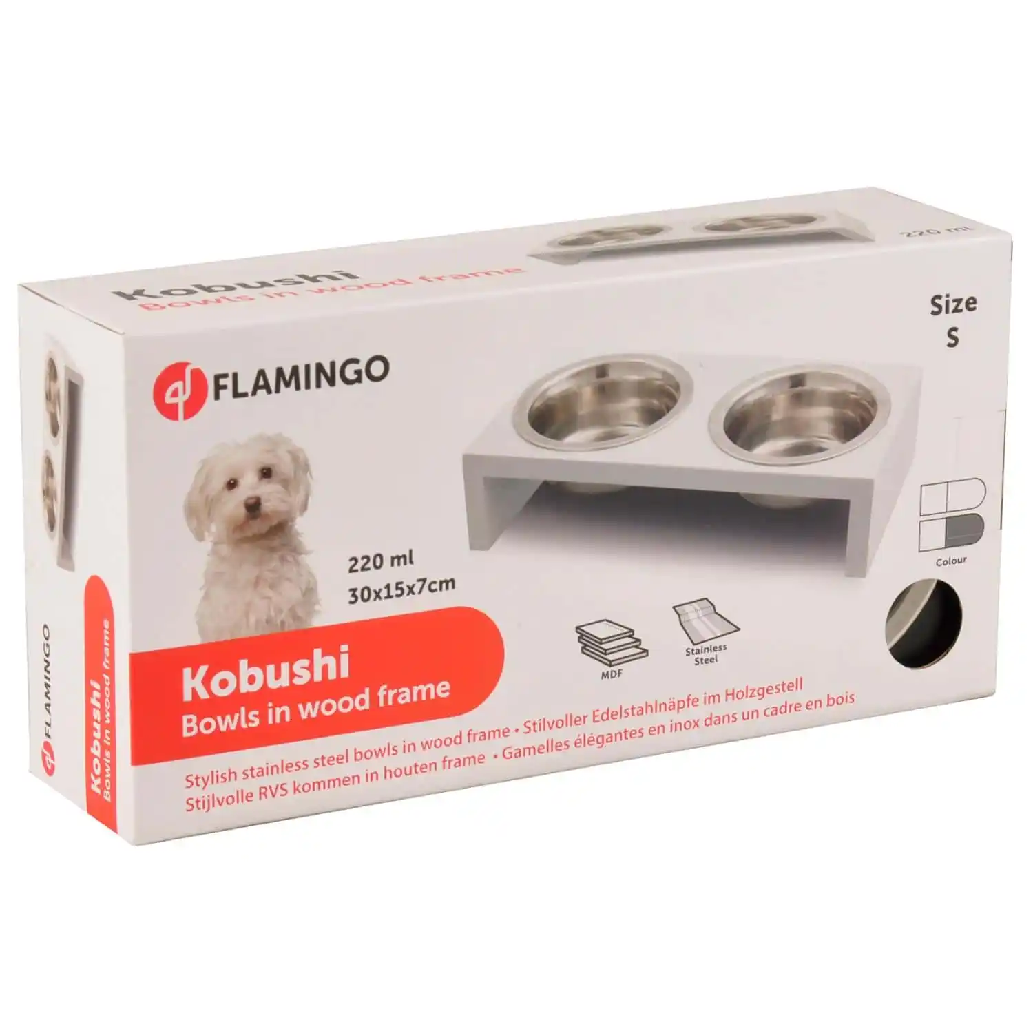 Двойная металлическая миска KOBUSHI TWIN White 2x220ml