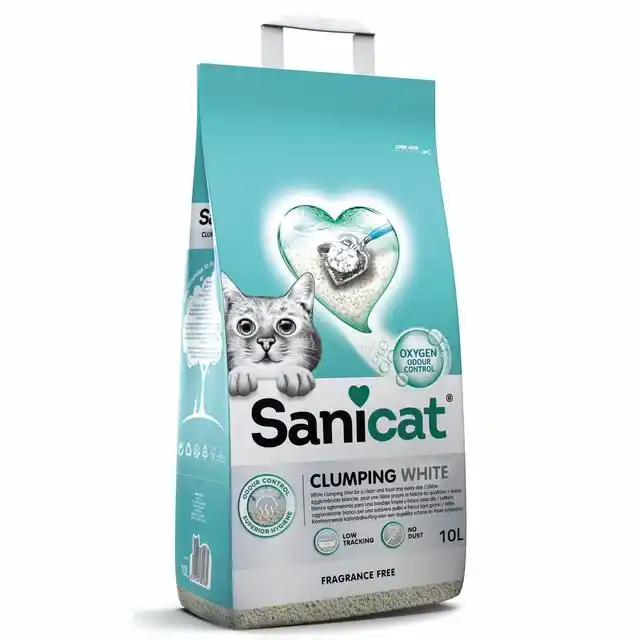 SANICAT CLUMPING WHITE FRAGRANCE FREE 10L