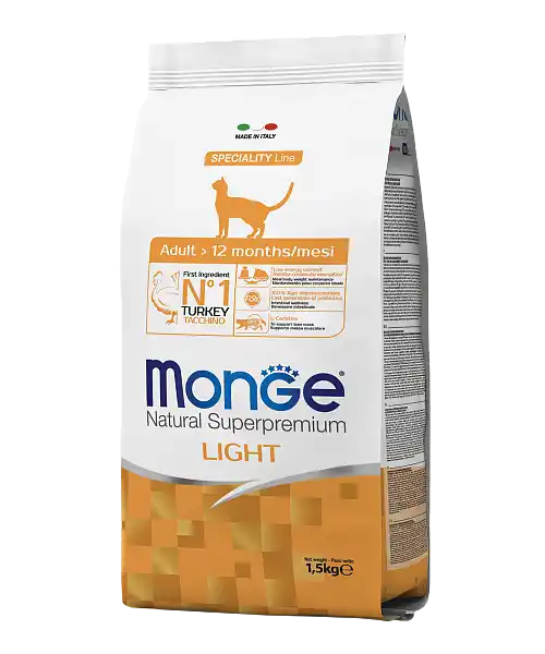 MONGE DRY CAT ADULT LIGHT TURKEY 1,5kg.