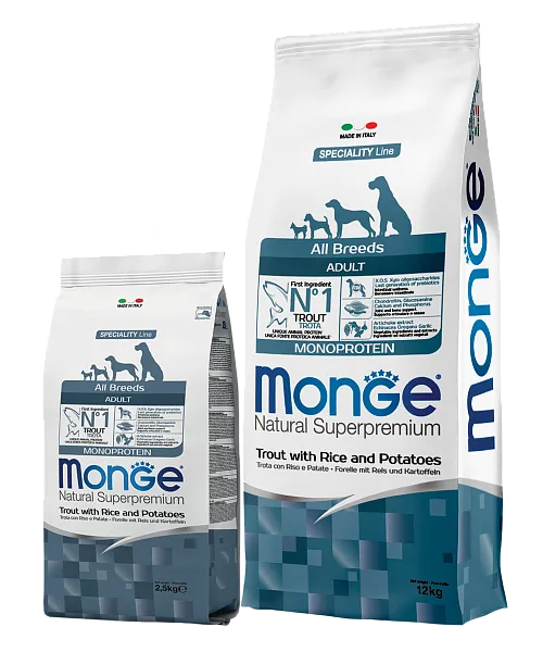 MONGE DRY DOG ALL BREED ADULT Trout/Rice/Potatoes 2,5kg