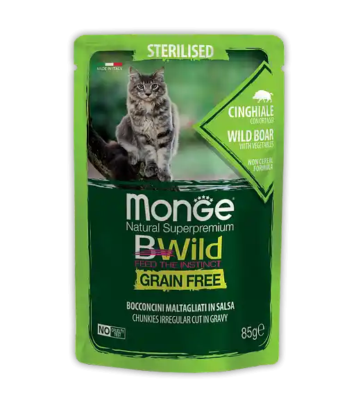MONGE CAT BWILD POUCH Sterilised Wi..