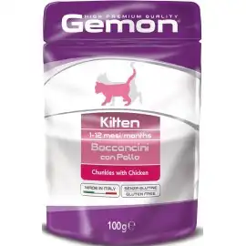 Купить  Влажный корм - GEMON CAT POUCH KITTEN Chicken 100gr..