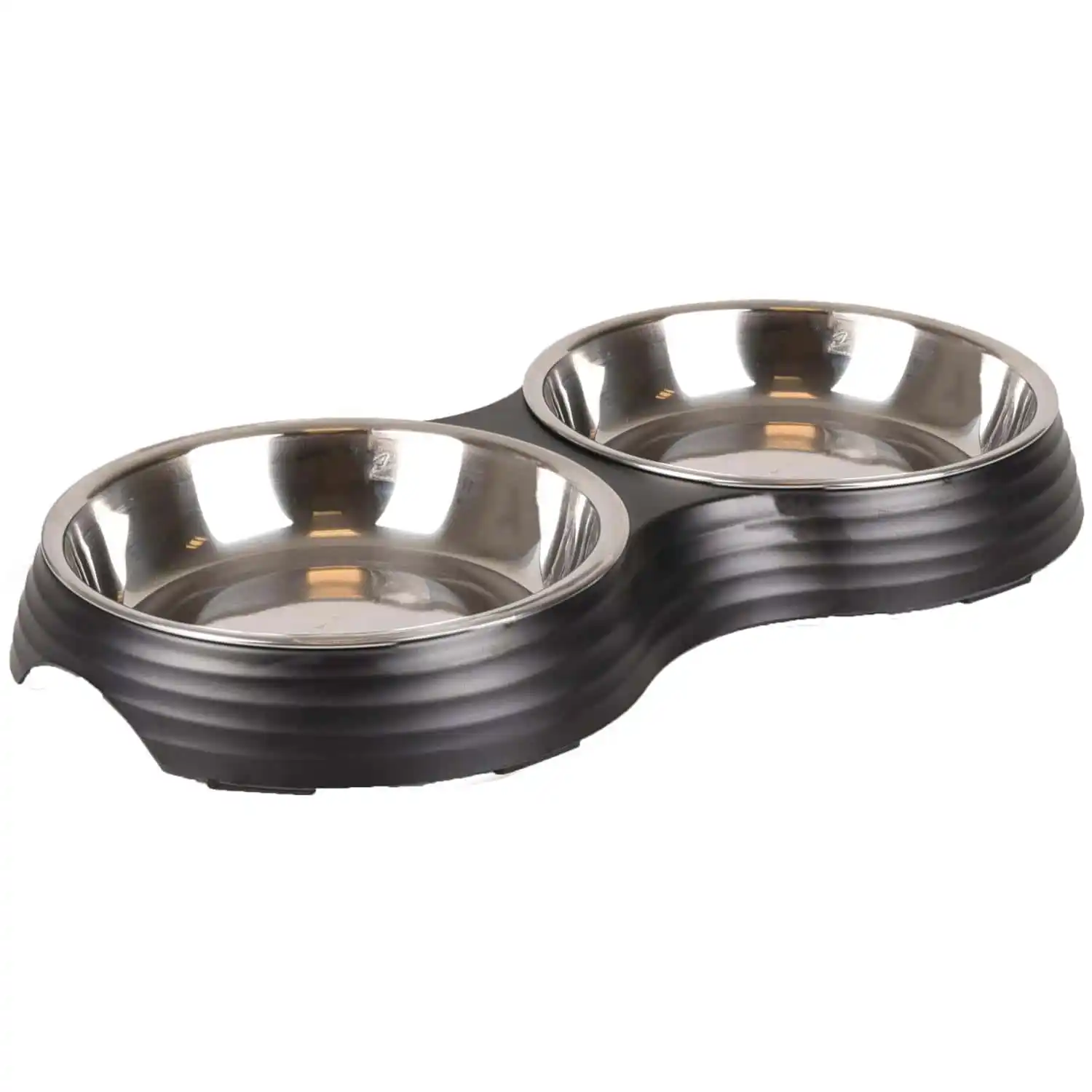 Flamingo миска металлическая CAT ASCHAU DOUBLE BLACK 2x160ml