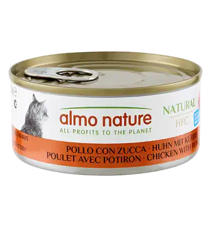 ALMO NATURE Hrană pentru pisici HFC cu conservă, cu pui natural și dovleac, 150 g