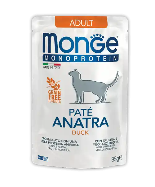 MONGE CAT POUCH MONOPROTEIN ADULT DUCK 85gr.