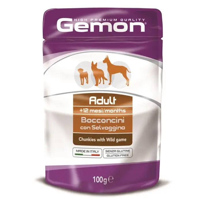 GEMON DOG POUCH ADULT WILD GAMES 100gr.