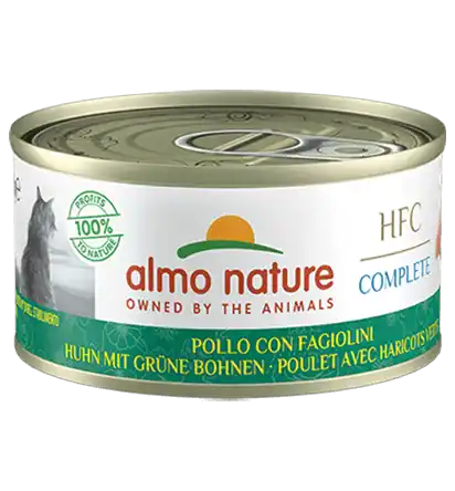 ALMO NATURE Cat HFC Conservă Hrană completă cu pui și fasole verde 70g