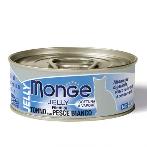 MONGE CAT JELLY Can Yellowfin Tuna with Whitefish (Seabream) 80gr.