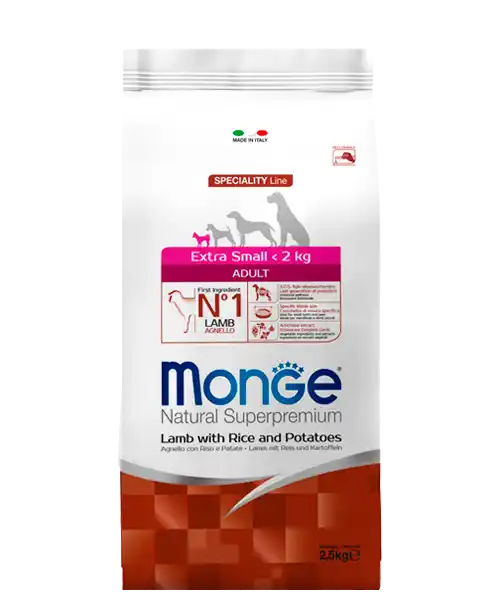 MONGE DRY DOG EX. SMALL ADULT LAMB/RICE 2,5kg