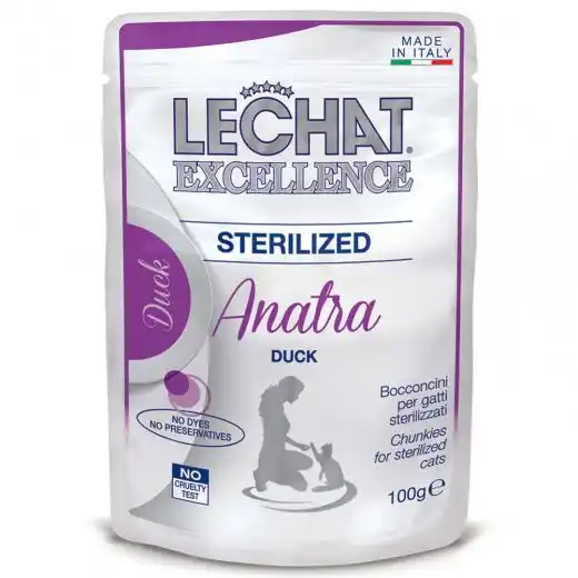 LECHAT EXCELLENCE POUCH FLOW PACK STERILISED Duck/Rabbit 400gr