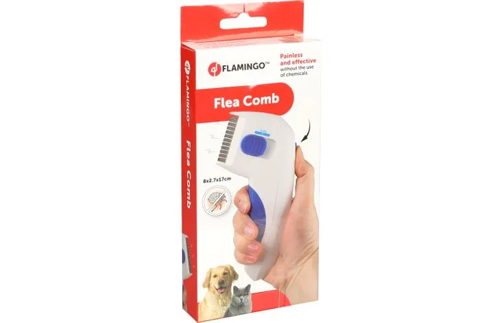 Flamingo Гребень от блох PULEKS White 17cm