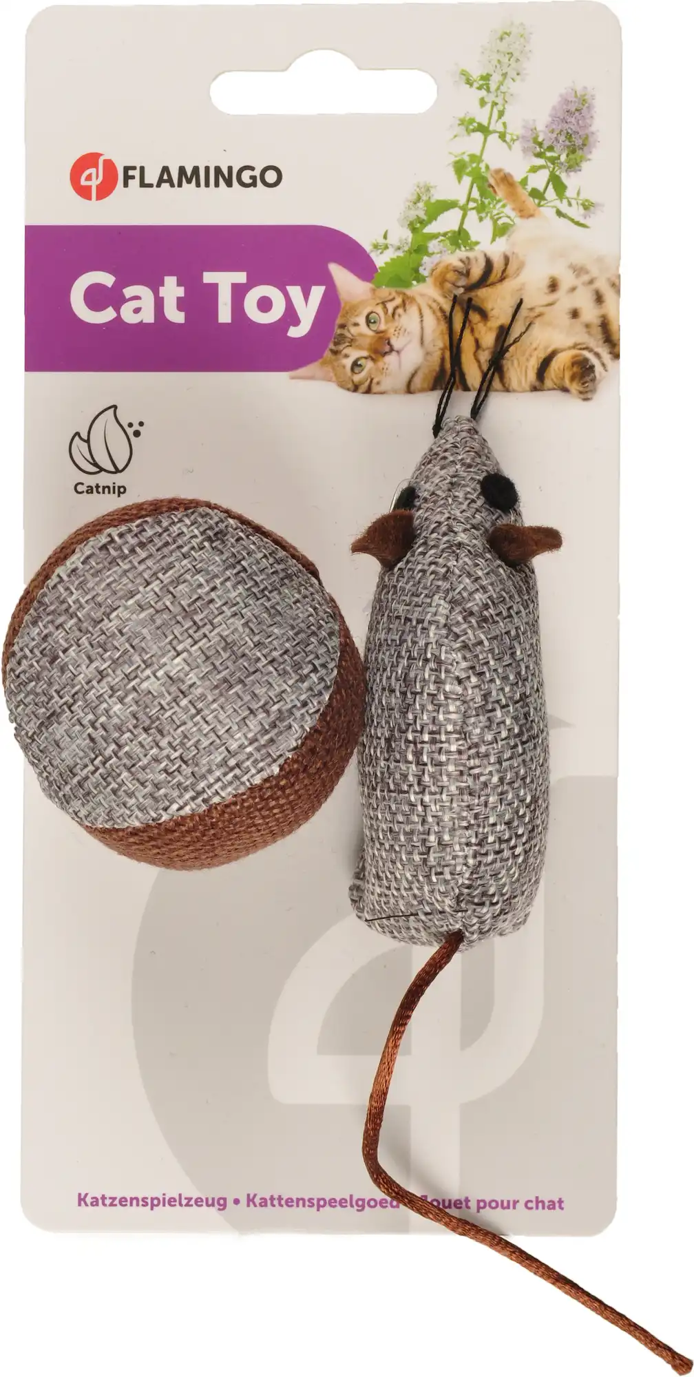 Jucărie pentru pisici cu minge și șoricel Juns Grey