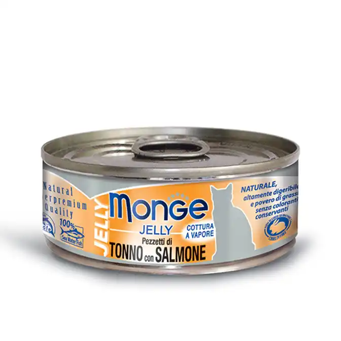 MONGE CAT JELLY Can Yellowfin Tuna with Salmon 80gr