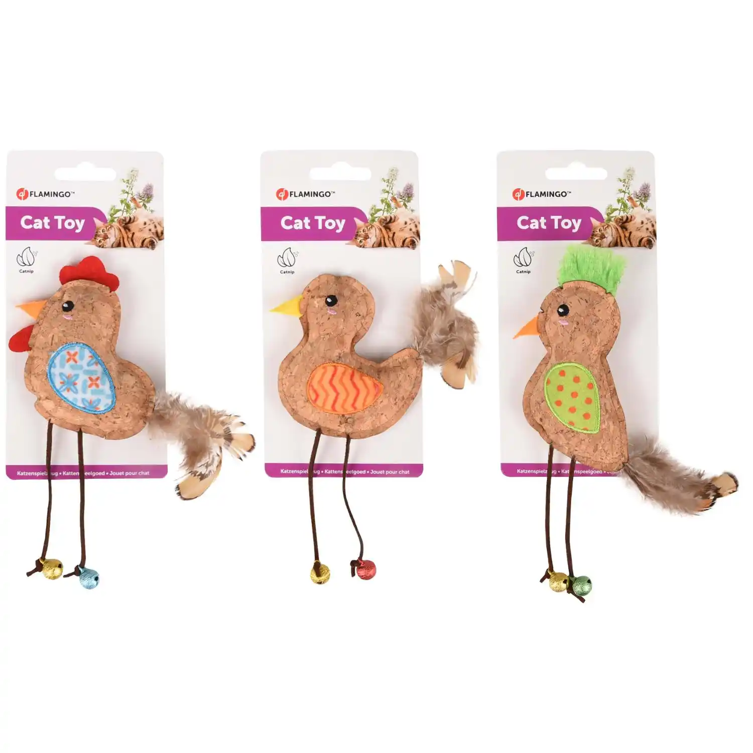 Flamingo игрушка для кошек KIRK CHICKEN/ROOSTER/BIRD Assort.