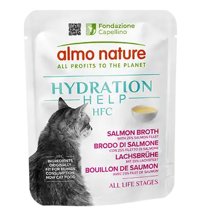 ALMO NATURE HFC Pouch Hydration Help pentru pisici, supă de somon/file de somon, 50 g
