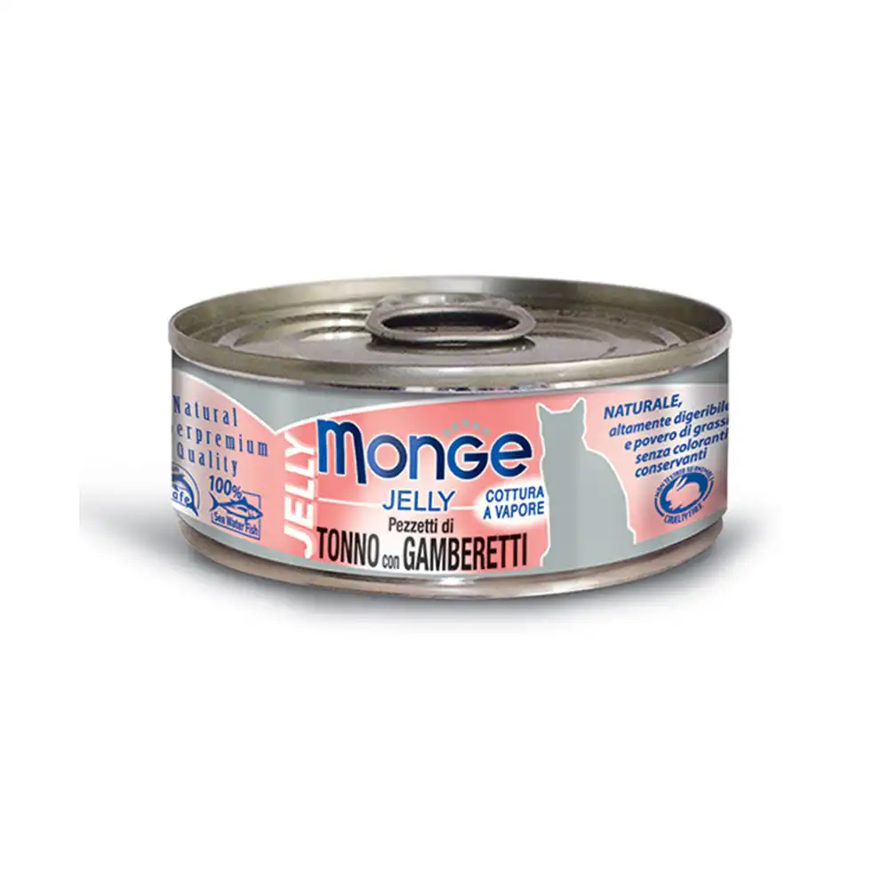 MONGE CAT JELLY Can Yellowfin Tuna with Shrimp 80gr.