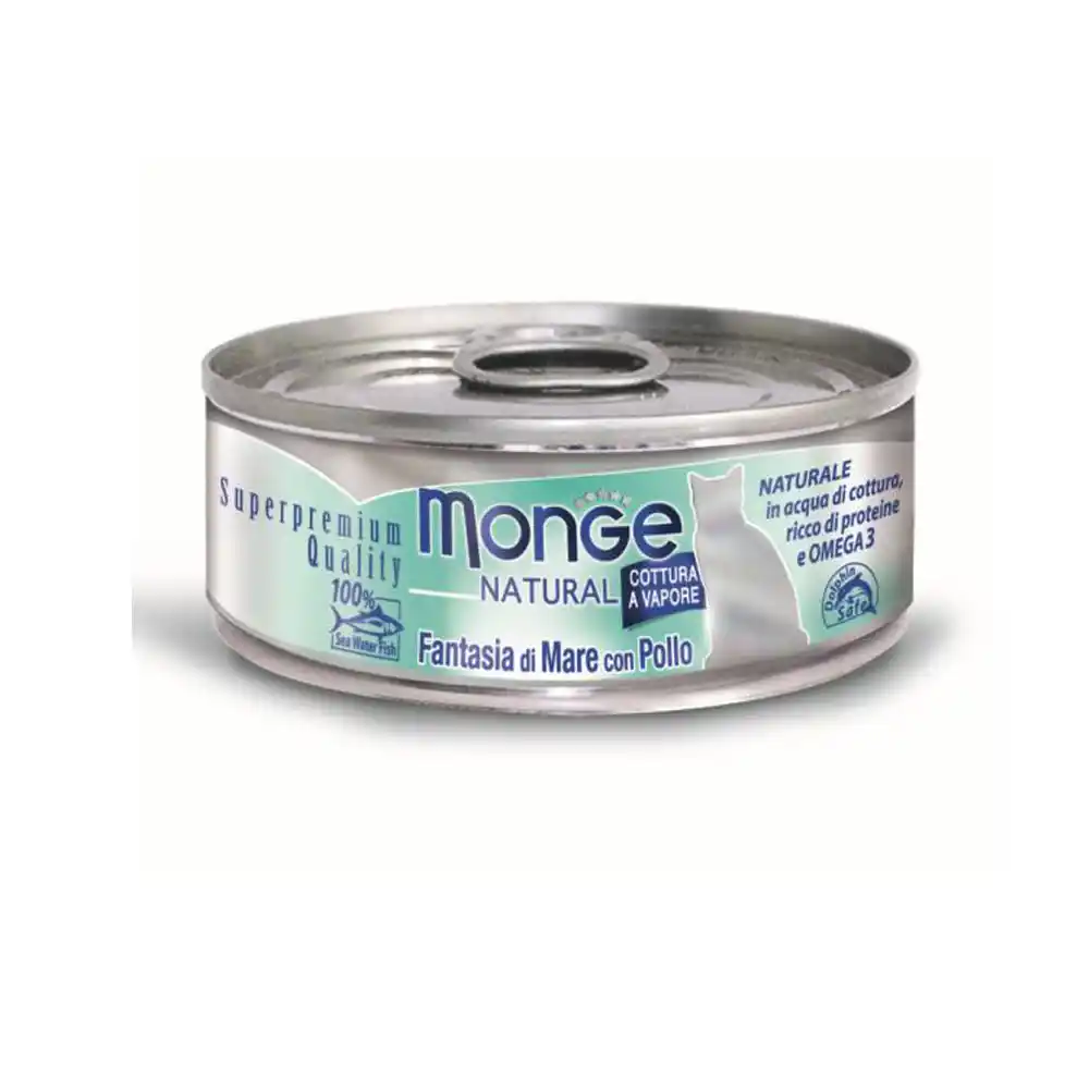 MONGE CAT NATURAL Can Seafood mixed with chicken 80gr.
