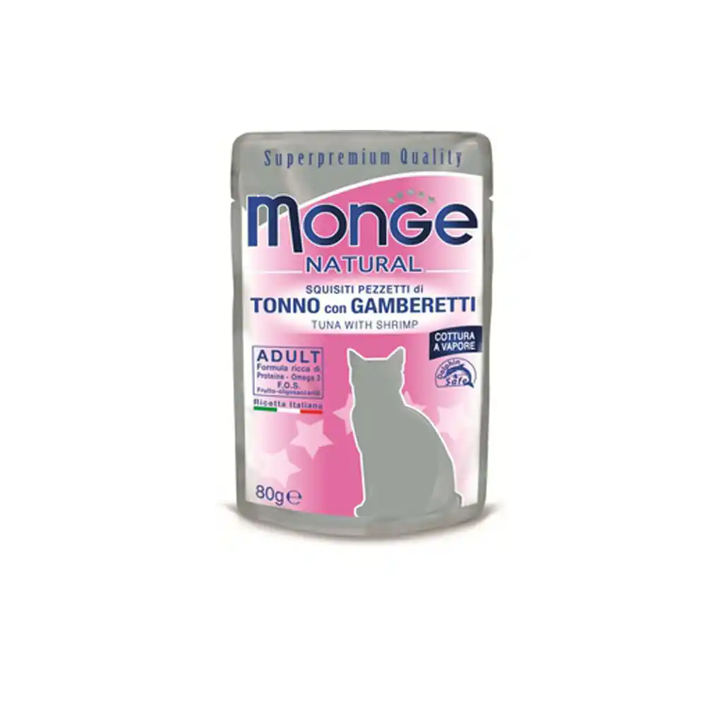 MONGE CAT NATURAL Pouch Tuna with shrimps in jelly 80gr.