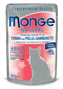 MONGE CAT NATURAL Pouch Tuna Chicken with shrimps in jelly 80gr.