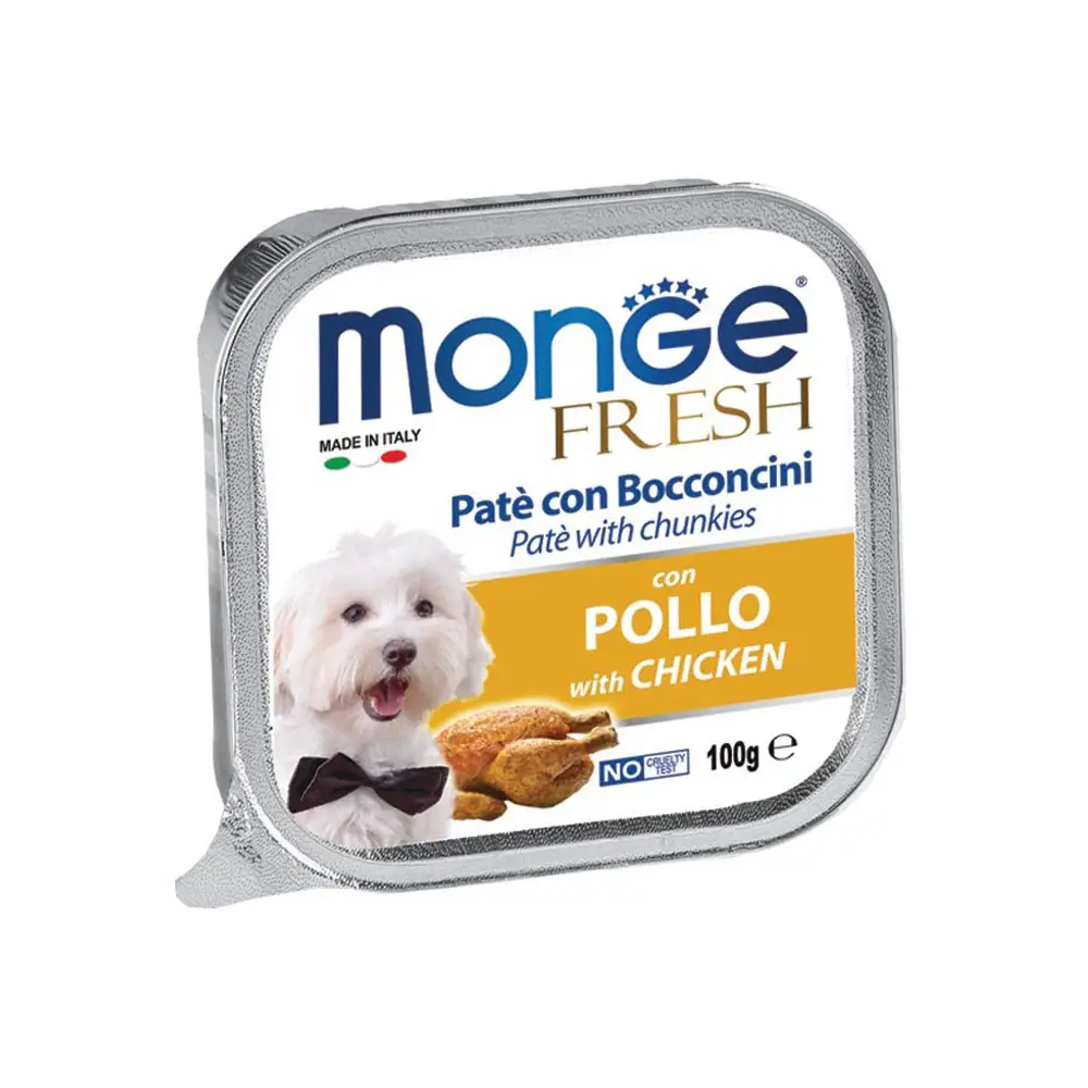 MONGE DOG FRESH Pate and chunkies with chicken 100gr.
