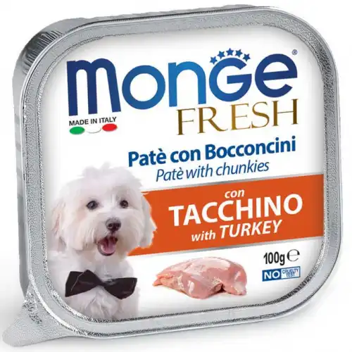 MONGE DOG FRESH Pate and chunkies with turkey 100g.