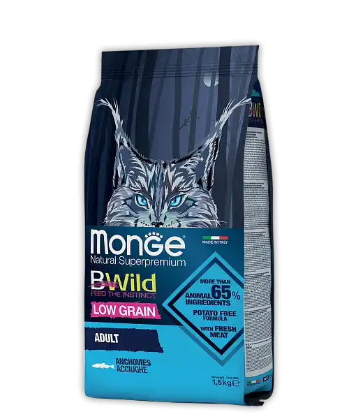MONGE DRY CAT BWILD ADULT Anchovies 1,5 кг