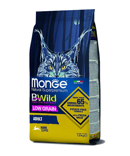 MONGE DRY CAT BWILD ADULT Hare 1,5 кг